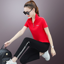 2021 summer new leisure sports suit female Korean fashion loose two-piece summer short sleeve sportswear tide