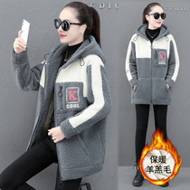 Lamb wool coat female autumn winter 2022 new loose 100 lap blouses with velvety thickened granular rocking suede sweater