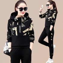 Spring and Autumn Leisure Sports Set Women 2021 New Korean Fashion Print Loose Slim Sportswear Two-piece