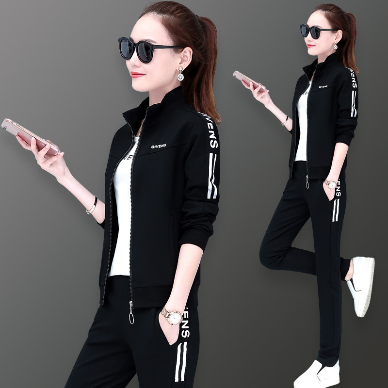 Sport suit women's spring and autumn long sleeves sports dress big size easy running clothes casual Three style suits sportswear suit