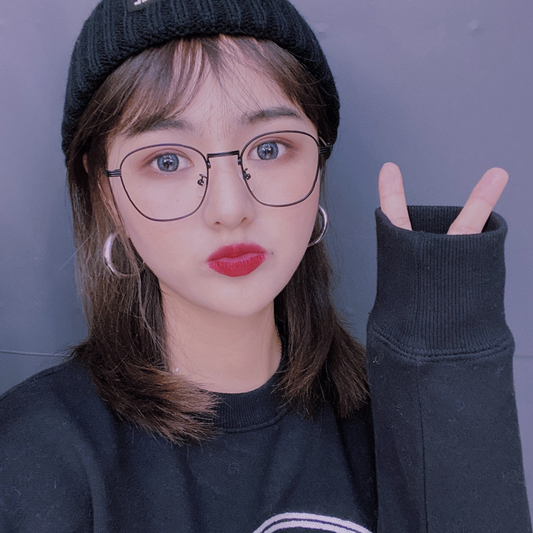 Jiangtong Shadow Shoal Star of Tongan Comeback Metal Small Frame Square Golden Silk Glasses Anti-Blue Light Flat Mirror Students