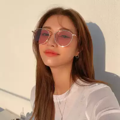 Li Qin star with sunglasses female Korean Net model ins Wind ulzzang polarized sunglasses Pink Ocean Film