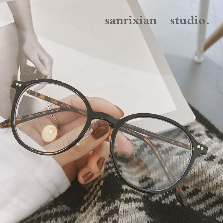 Japanese handmade Li now stars with the same round box anti-blue light flat mirror rice nail black box joker can match myopia