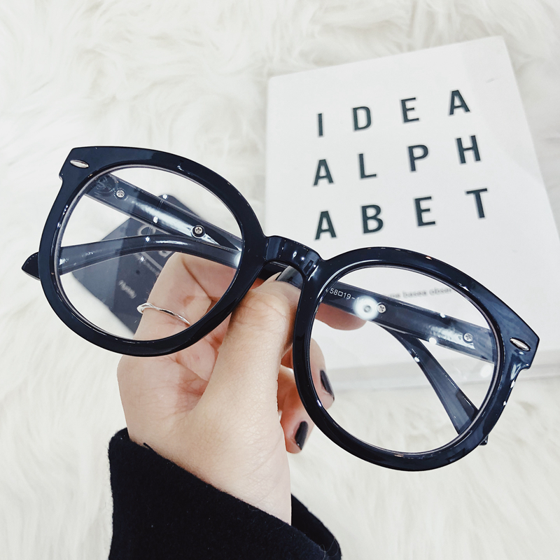 Black frame glasses female tennis red identical anti-blue light frame arrowhead South Korean display slim fit mirror rice nail matching myopia