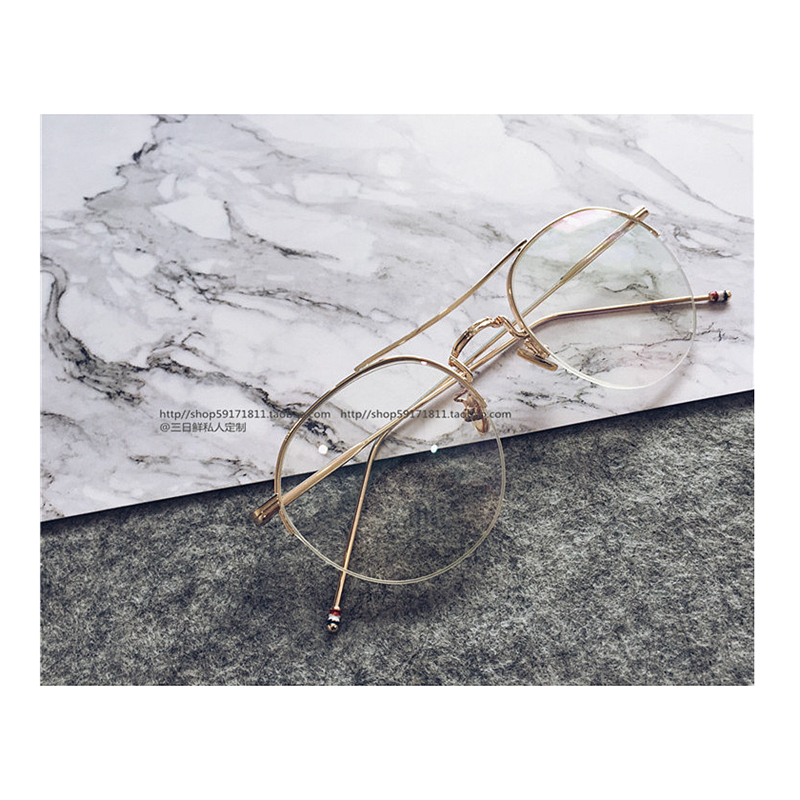 Wu Shixun Tongan Metal Phnom Penh Round frame Two-beam glasses retro half-frame Myopia Spectacle Spectacle Tide