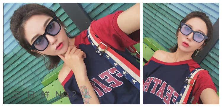 Triều Tiên mới GD Quan Zhilong Cai Xukun với đoạn phim kính râm phim đại dương retro kính râm vuông lens mắt