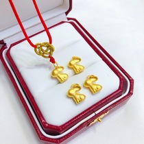 Gold 3D hard Gold Jade Rabbit bracelet rabbit necklace transfer beads twelve zodiac pendant auspicious Wish gift goddess