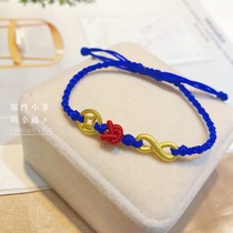 Gold 3D hard coin unlimited bracelet lucky transfer beads unlimited lucky pendant 8 necklace features woven rope