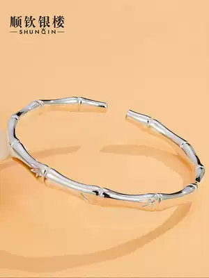 Shunqin silver building S9999 foot silver bamboo joint opening silver bracelet female sterling silver bracelet healing birthday gift