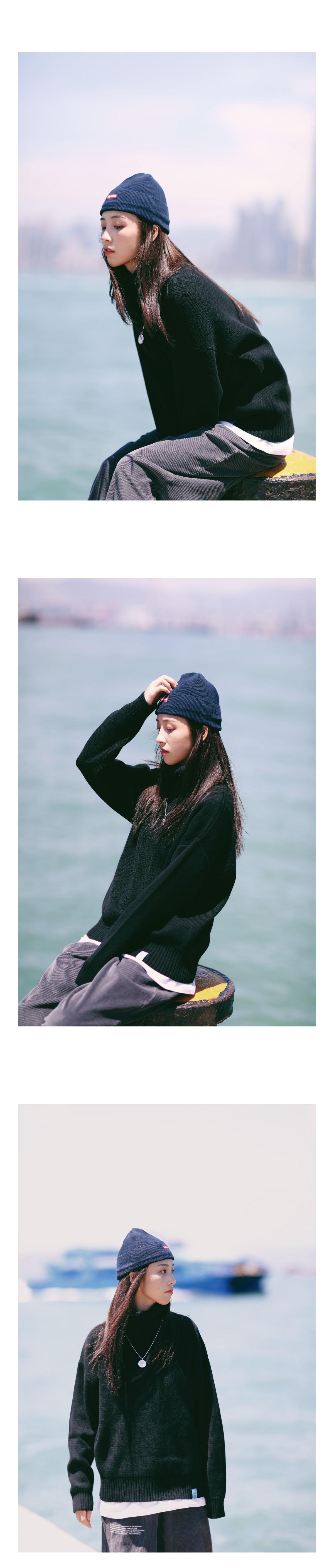 PSO Brand 18AW4 mùa thu đông ấm áp đơn giản và thoải mái màu sắc rắn đôi nam nữ áo len cao cổ áo len thổ cẩm