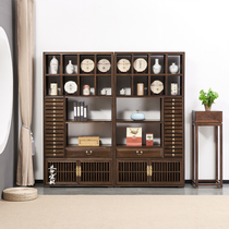 New Chinese-style old elm Puer tea cake cabinet solid wood drawer type tea storage storage cabinet tea cup tea set display stand