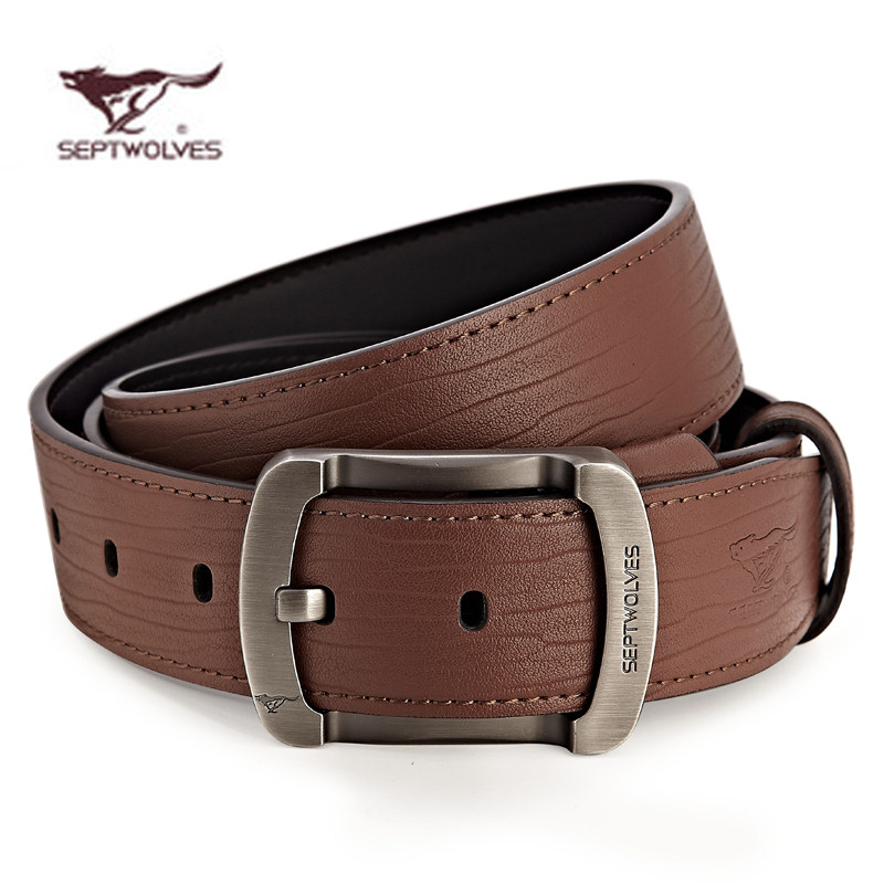 Seven wolves 2022 new belts men genuine leather pin buckle pure belt male calf leather male style brand pants with tide