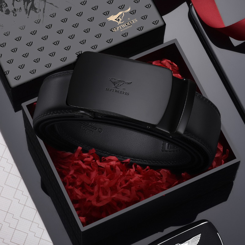 Septwolves men's belt leather automatic buckle belt high-end business pure cowhide suit pants belt new trend