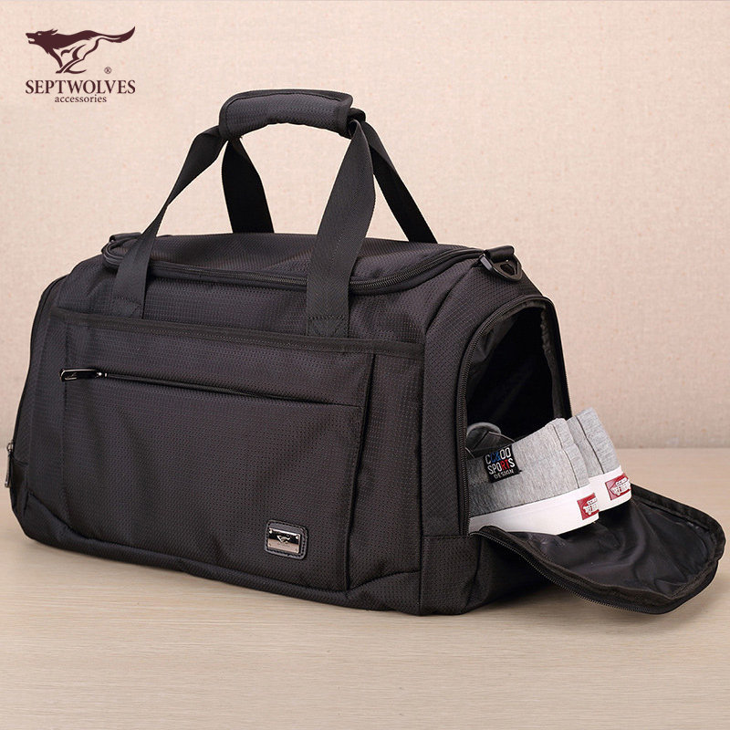 Seven Wolves Carry-on Travel Bag Men's Large Capacity Short Trip Light Luggage Bag Waterproof Oxford Cloth Travel Bag Men