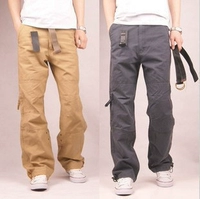 Quần nam mùa thu nhiều túi lỏng phiên bản quần âu mặc quần yếm cotton nam giản dị để gửi thắt lưng quần lao động nam