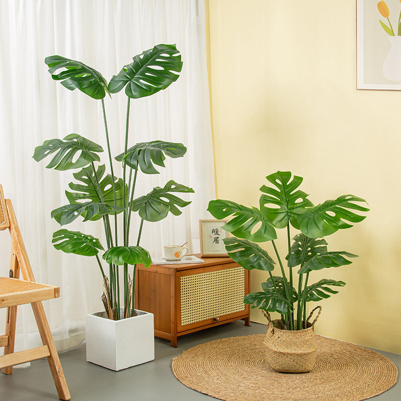 Nordic Light Lavish Emulation Tortoise Back Leaf Bamboo Large Indoor Living Room Floor Home Building View Potted Plant Green Planting Decorative Pendulum-Taobao