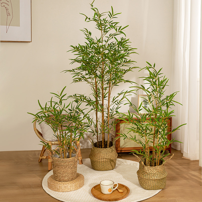 High-End Artificial Green Plant Bamboo Potted Plant Indoor Living Room New Chinese Zen-Style Landscaping Fake Bamboo Plant Decorative Ornaments