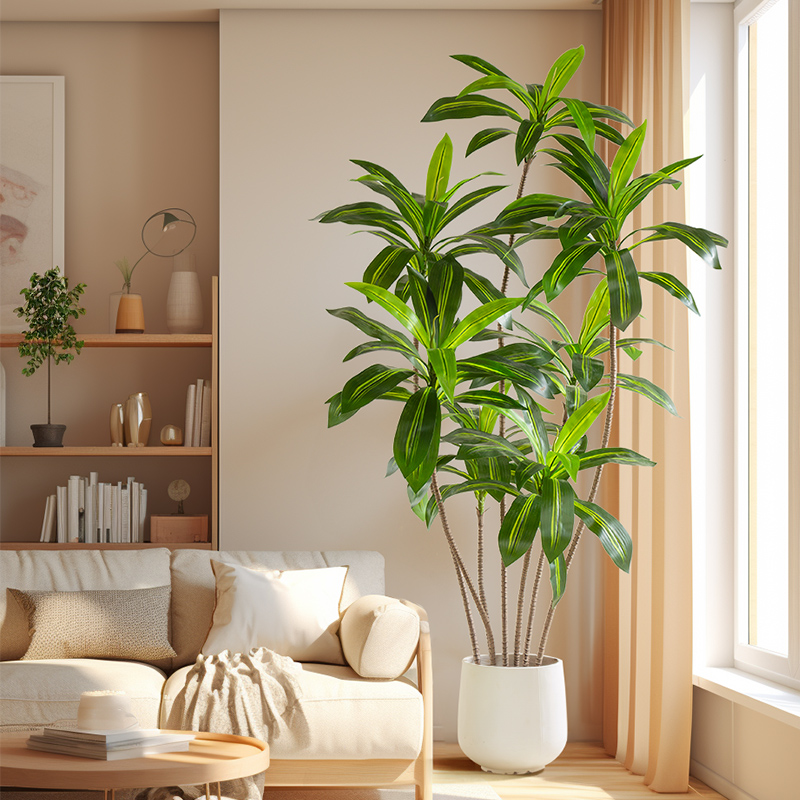 Simulation green plant high-end light lavish Brazilian wood fake plant decoration indoor living room bionic floor swinging piece potted building-Taobao