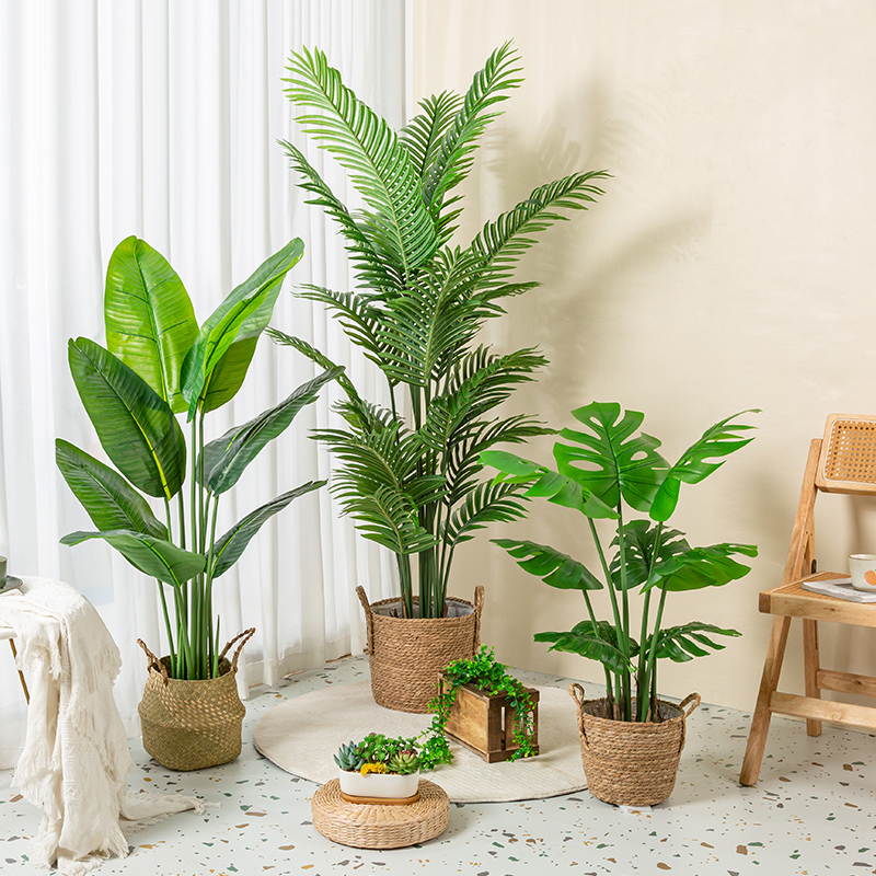 Artificial Green Plant Areca Palm Indoor Living Room Decoration Potted Plant Large Bird of Paradise Monstera Artificial Tree