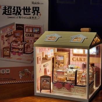Rolife Ruolai Super World Cake Shop DIY Small House Building Blocks Small House Hand-Assembled Model Toy for Girls