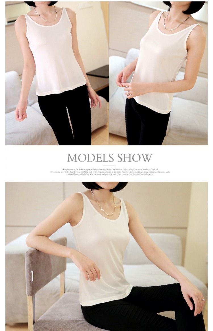 Ý mùa xuân và mùa hè mới áo vest lụa của phụ nữ đồ lót lụa sling áo không tay Slim đáy vest áo kiểu nữ đẹp 2021