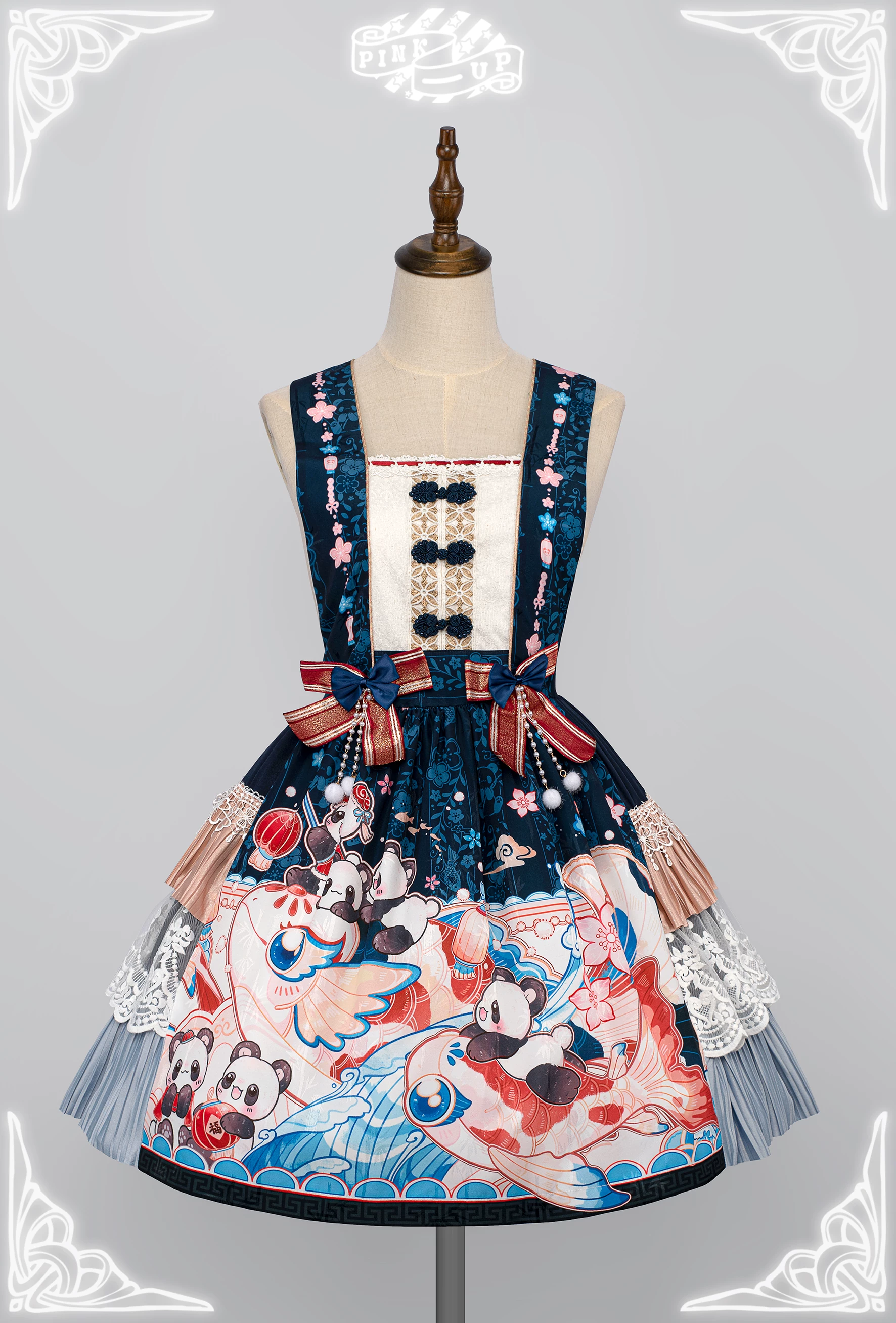 Оригинальное платье PINK UP, дизайн чонсам, стиль Лолита, Lolita Jsk