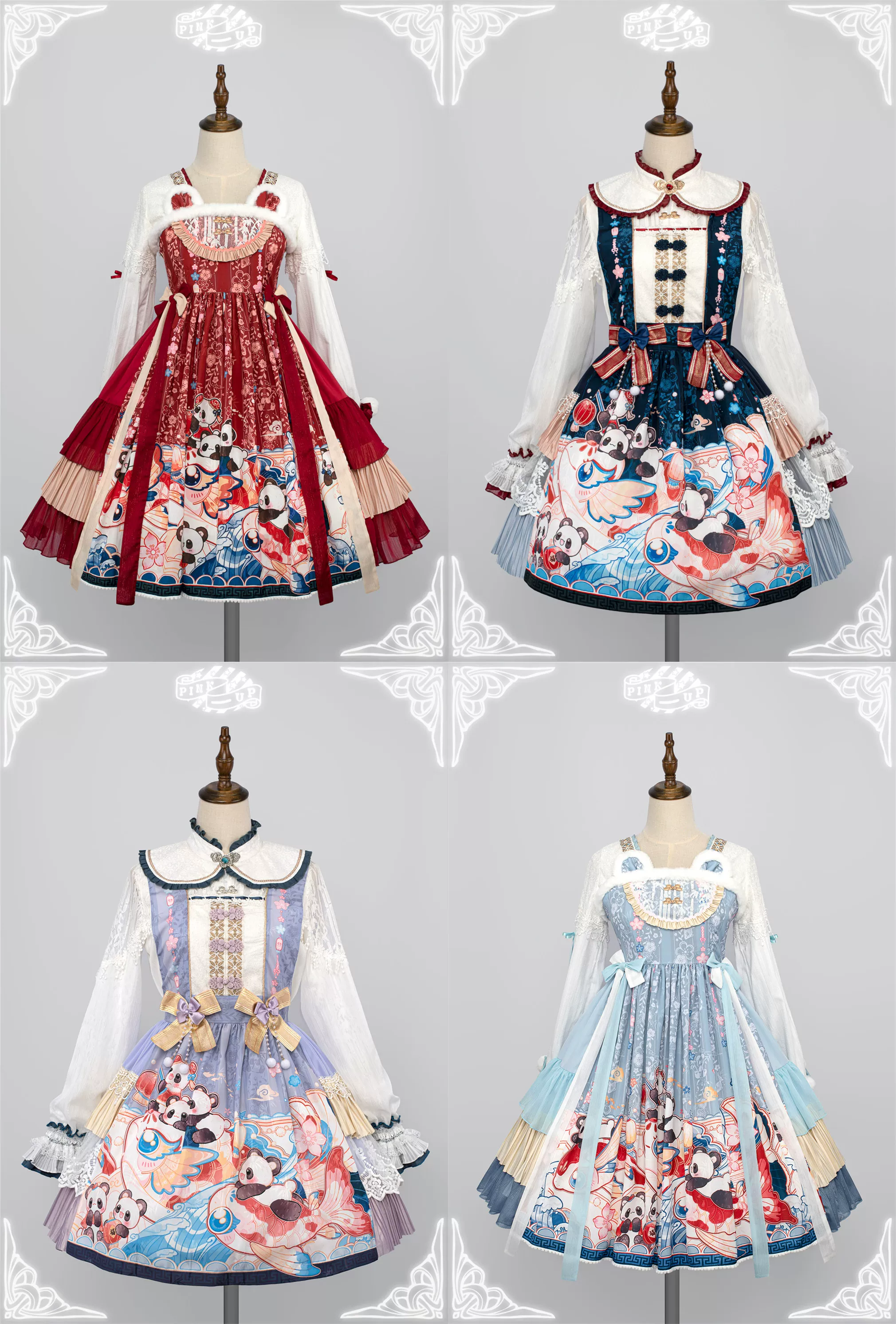 Оригинальное платье PINK UP, дизайн чонсам, стиль Лолита, Lolita Jsk
