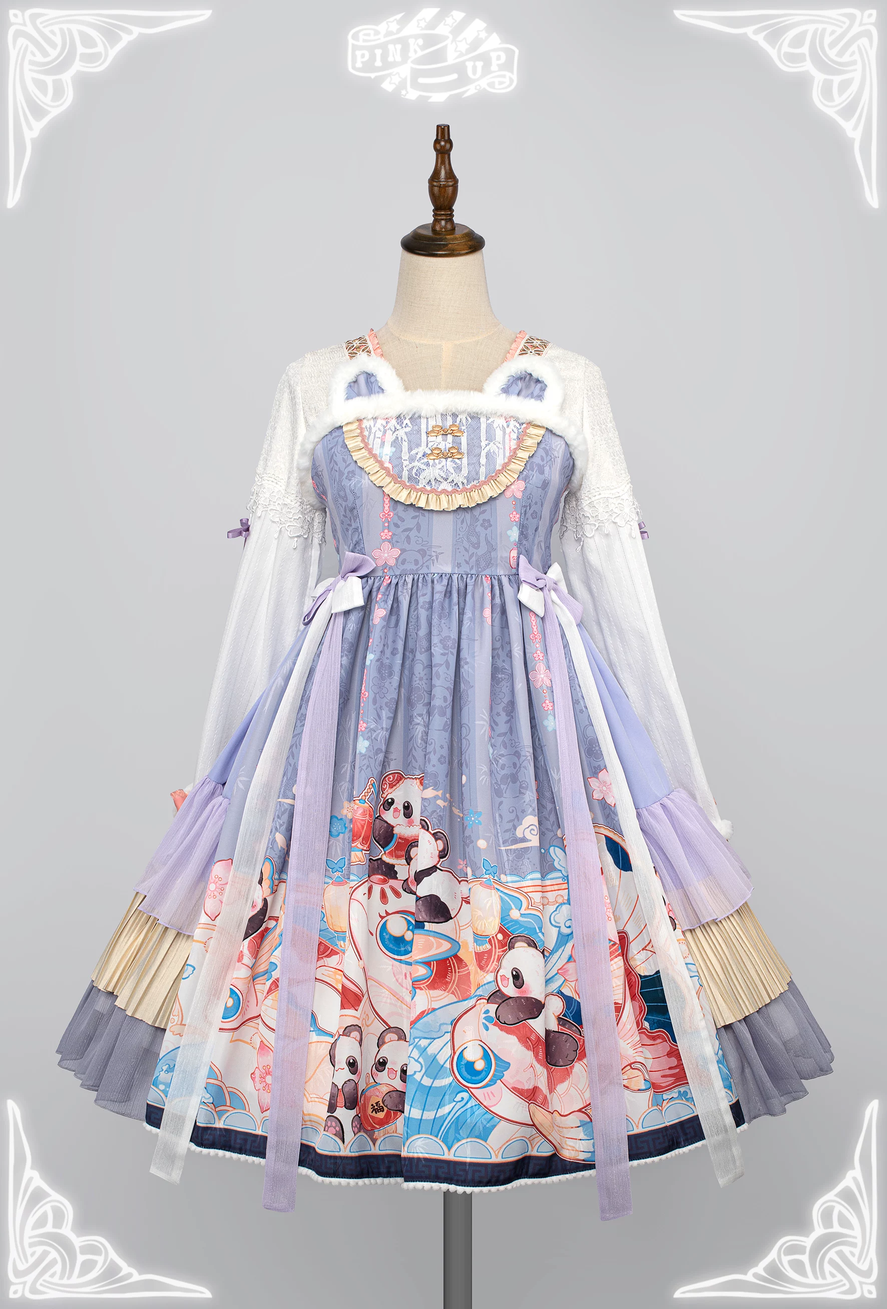 Оригинальное платье PINK UP, дизайн чонсам, стиль Лолита, Lolita Jsk