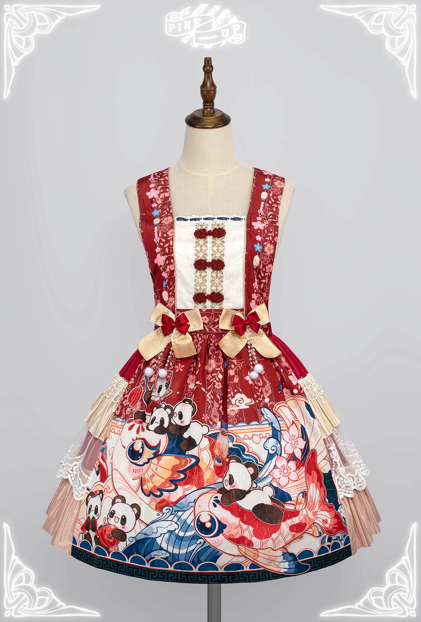 Оригинальное платье PINK UP, дизайн чонсам, стиль Лолита, Lolita Jsk