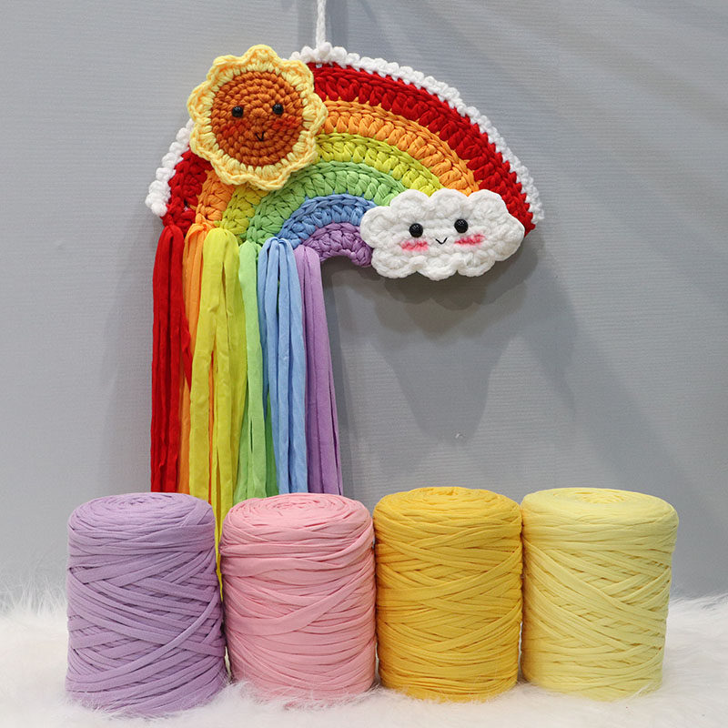 diy编织材料包 湘湘布艺品布条线手工diy编织彩虹挂毯挂件材料包粗毛线钩针成品