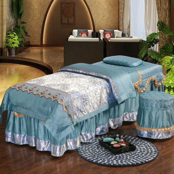 Beauty bed cover four-piece set massage massage high-end bed cover European-style small luxury beauty salon special beauty bed cover set