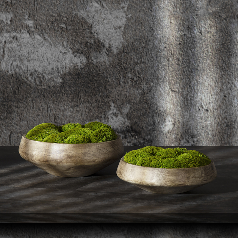 The Silent Wind Log Day Style New Chinese Green Plant Flower Ware Soft Pendulum-like board room Minsheng moss resin creative-Taobao