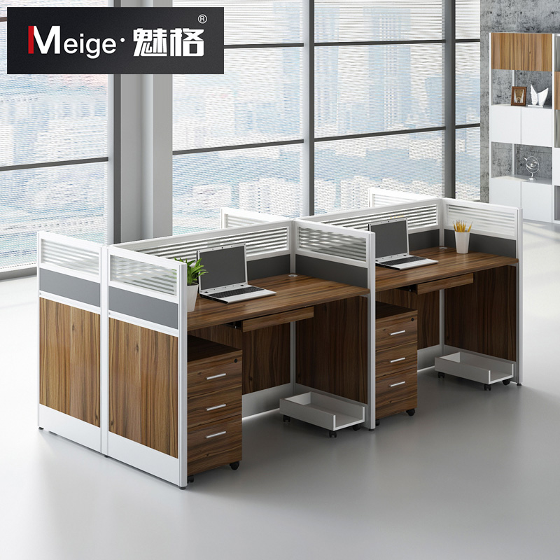 Simple modern office furniture staff desk 4 people screen work place 2 people card seat staff table economy
