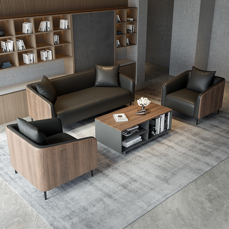 Office Reception Sofa Business Guests Talks Area Trio Office Reception Room Brief Tea Table Composition Suit