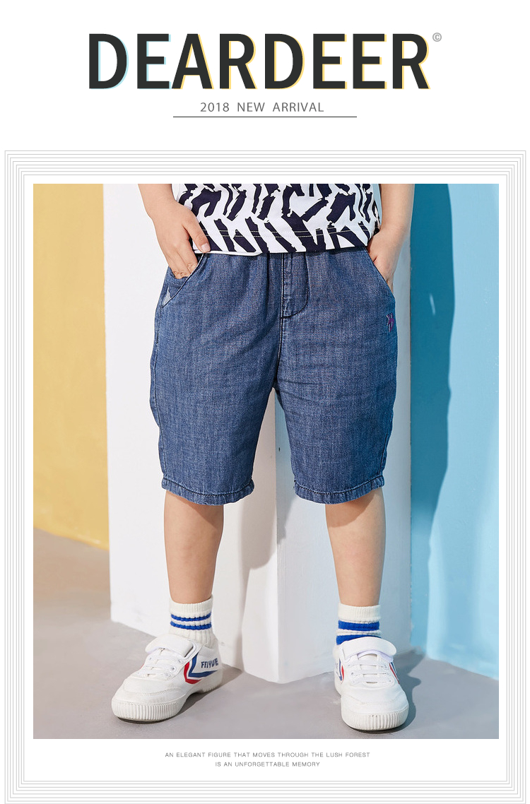 Didi hươu cậu bé quần short 2018 mùa hè mới lớn trẻ em trẻ em giản dị thoải mái quần jean năm quần