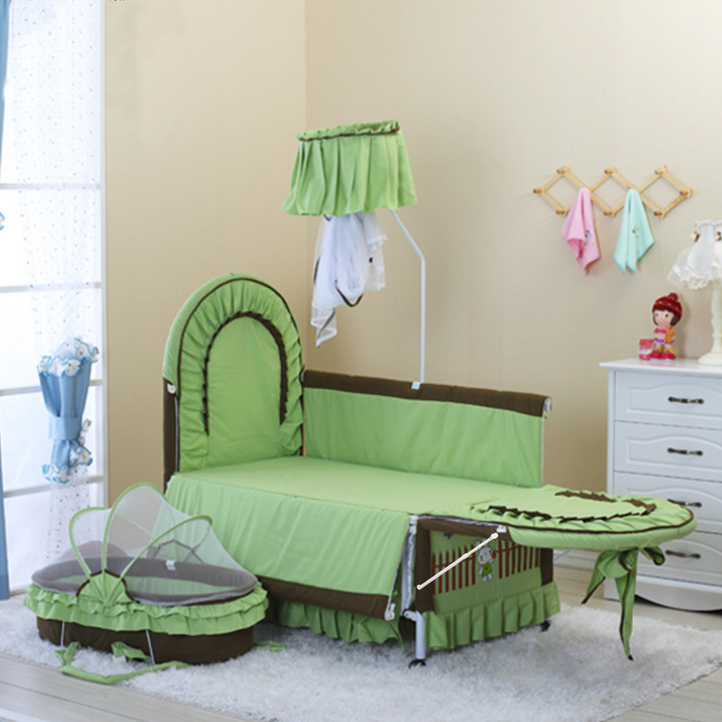 Eurostyle Multifunction Crib Newborn Splicing Large Bed Baby Gaming Bed Baby With Mosquito Net Sleeping Basket Bed Iron Bed Frame