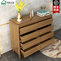 Nordic simple solid wood chest of drawers Large capacity bedside table Bedroom storage entrance partition cabinet Multi-function storage cabinet