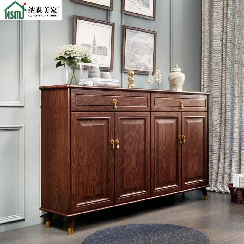 American Full Solid Wood Ultra Slim Shoe Cabinet Home Doorway Door Hall Cabinet Multifunction Hyun Guan Cabinet Large Capacity Locker