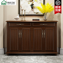 American solid wood shoe cabinet Simple modern foyer cabinet Multi-function door entrance cabinet Large capacity multi-layer locker