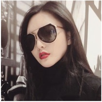 2019 New sunglasses female tide Zhou Yangqing star with big frame retro black black Super toad mirror men sun glasses