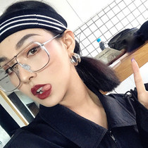 Chen Weiting baby Brilliance Yu same large frame transparent square glasses frame personality tide men and women round face flat glasses