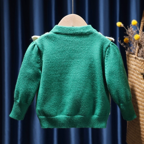 Детский комплект, трикотажный жилет, шерстяной свитер, демисезонное термобелье, детская одежда, в корейском стиле, в цветочек