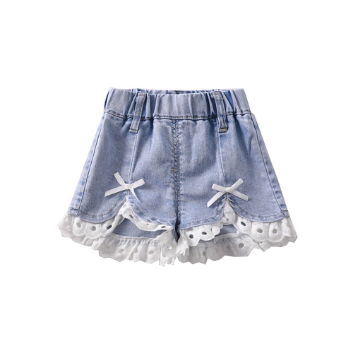 Летняя одежда с бантиком, детская джинсовая юбка, шорты для девочек, штаны, в западном стиле, в корейском стиле, детская одежда