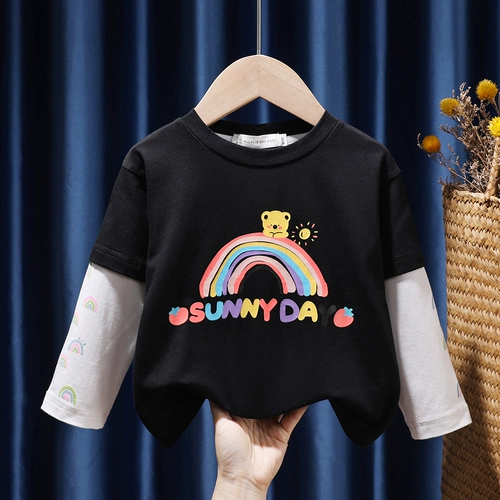 Базовый приятный телу детский осенний хлопковый лонгслив, в западном стиле, 2024 года, в корейском стиле