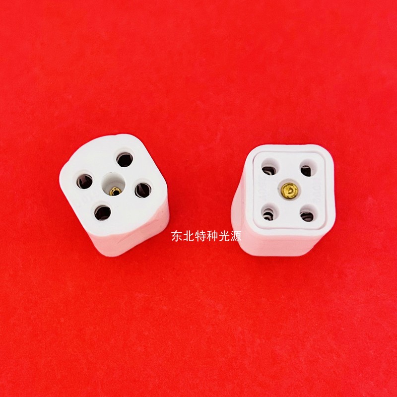 单端四针紫外线杀菌灯管灯座 4P灯头灯座 耐高温陶瓷灯头 大功率