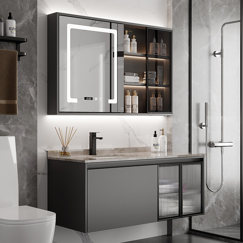 Smart Bath Room Cabinet Mirror Cabinet Combination Rock Plate Wash Wash Face integrated table basin minimalist Luxurious Dressing Room Wash table