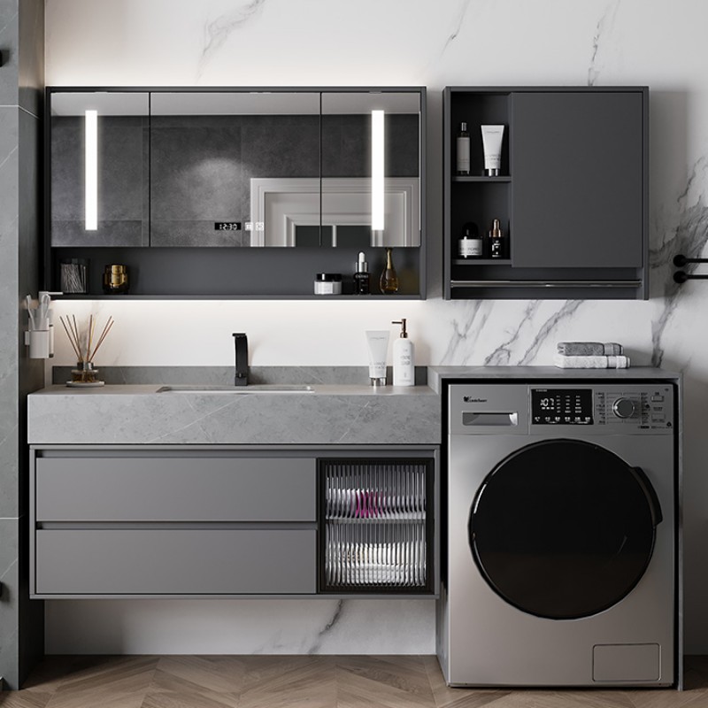 Customized slate washing machine integrated cabinet light luxury smart bathroom cabinet combination simple powder room washbasin washbasin