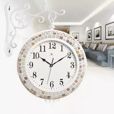 Beautiful European-style double-sided wall clock living room household modern simple two-sided creative personality fashion American wall clock