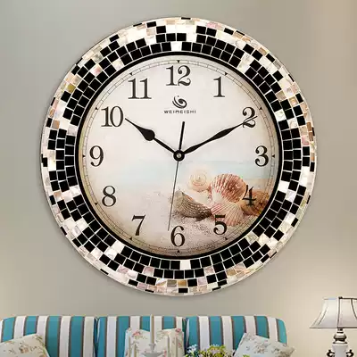 European-style shell clock creative big wall clock living room household mute fashion personality watch wall hanging net red metal clock