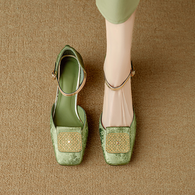 Italian Handmade Louis Villiam~Beautiful Sandals for Women, National Style Satin High Heels, Toe-Cap Hollow Shoes Italian Handmade Louis Villiam~Beautiful Sandals for Women, National Style Satin High Heels, Toe-Cap Hollow Shoes